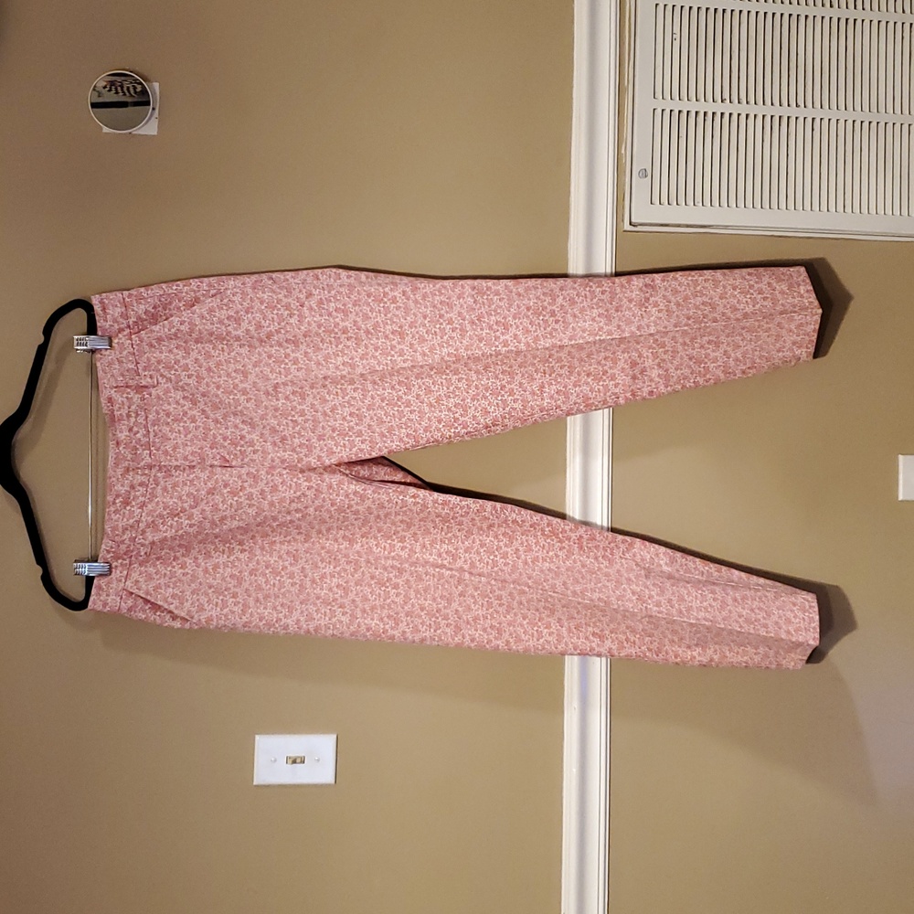 Garnet Hill Blush Floral Straight-Leg Pants